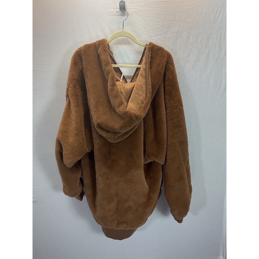 Free People Turn Up Zip Off Hoodie Teddy Polar Sz L Grunge Casual Warm Soft - Picture 5 of 12